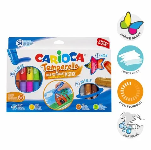 Barvy temperové suché twist Carioca v tyčince 24barev Top Prodej